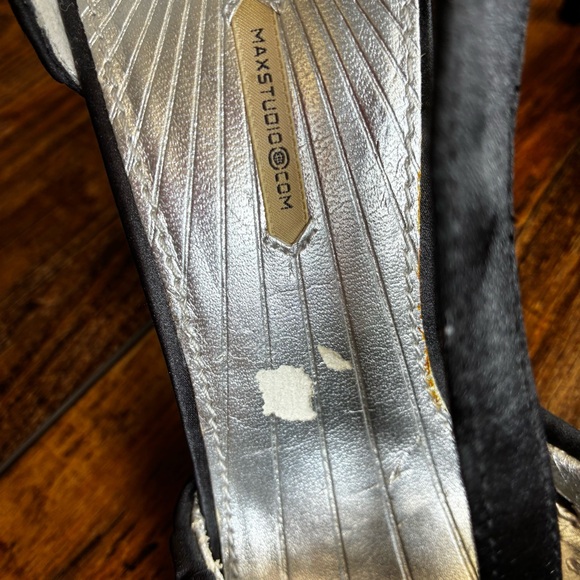 MaxStudio 4.5” Black Satin High Heel Shoes Women’s 9M Formal Wedding Evening - Picture 7 of 8